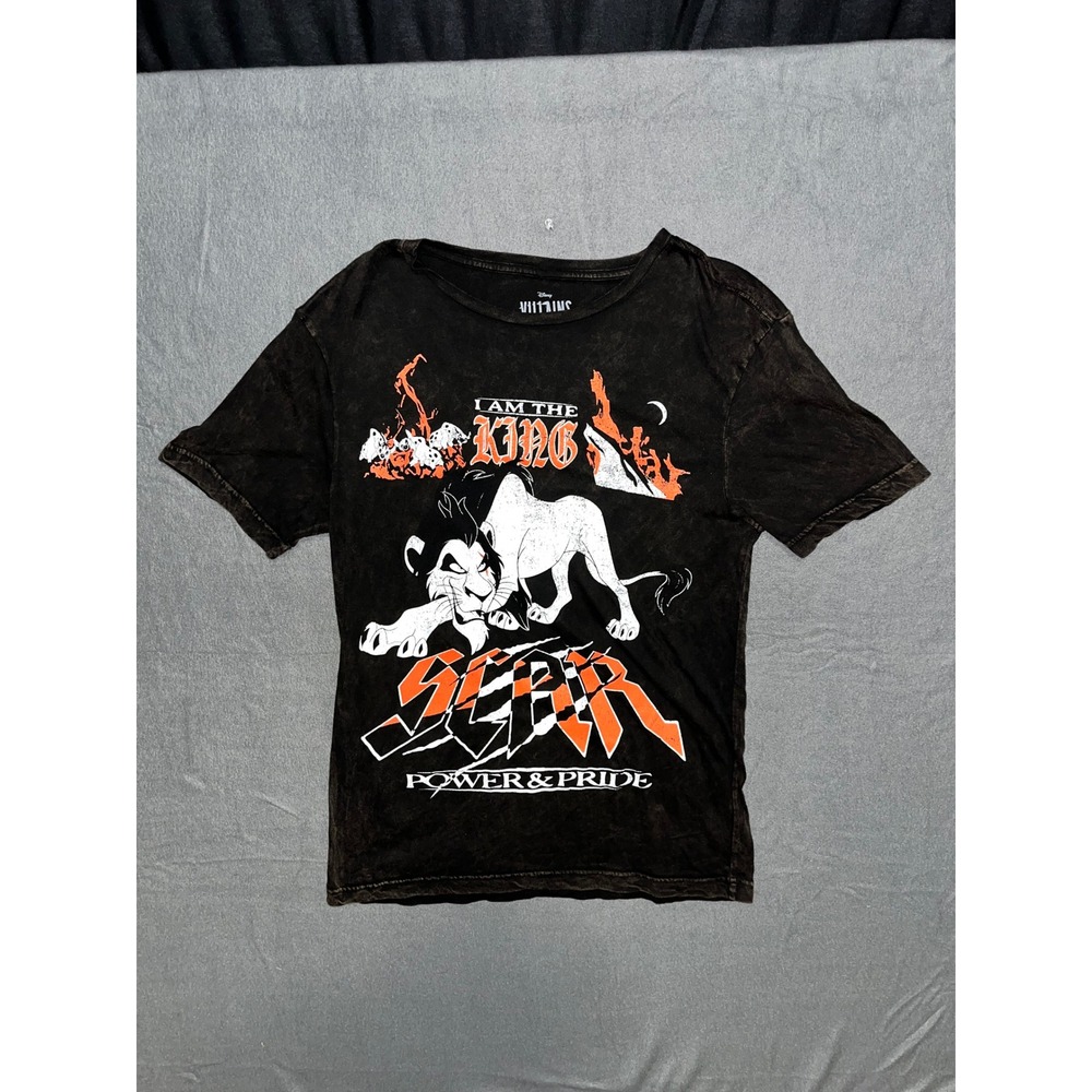 Disney Villains Scar Lion King Shirt Acid Wash Graphic Tee Black Mens Small